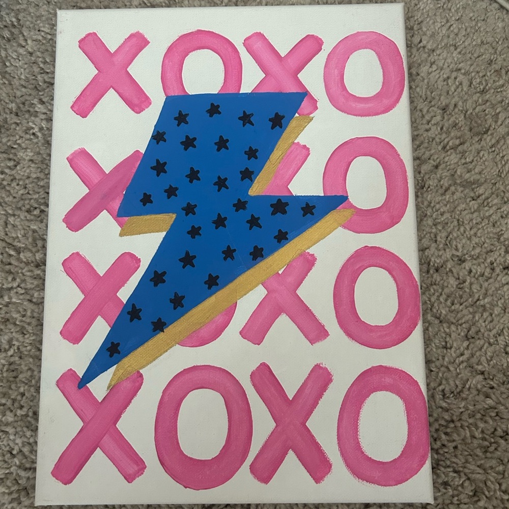 Pink and Blue XOXO Canvas Art